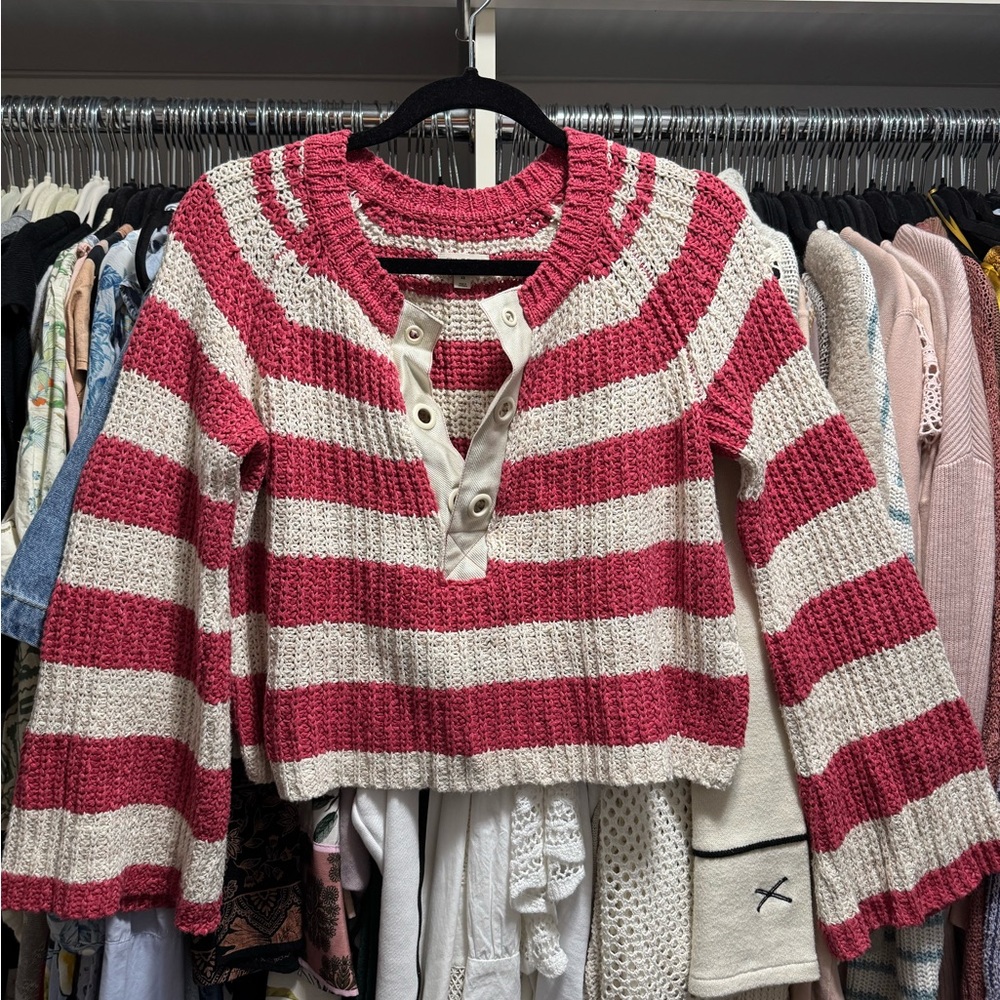 ✨ 2/$40 ✨ Pilcro Red and Cream Striped Women's Sweater